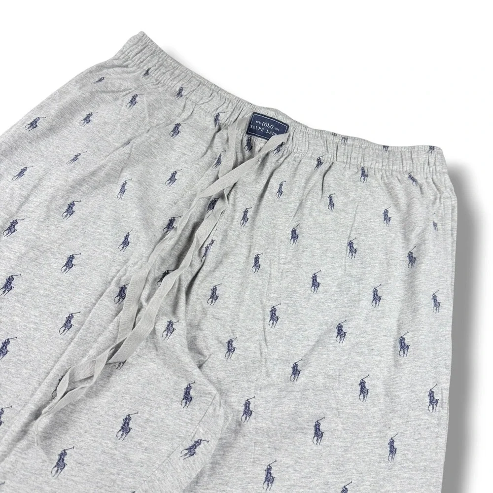 Polo Ralph Lauren Pajama Lounge Pants Men's Large L Gray Allover Pony Print